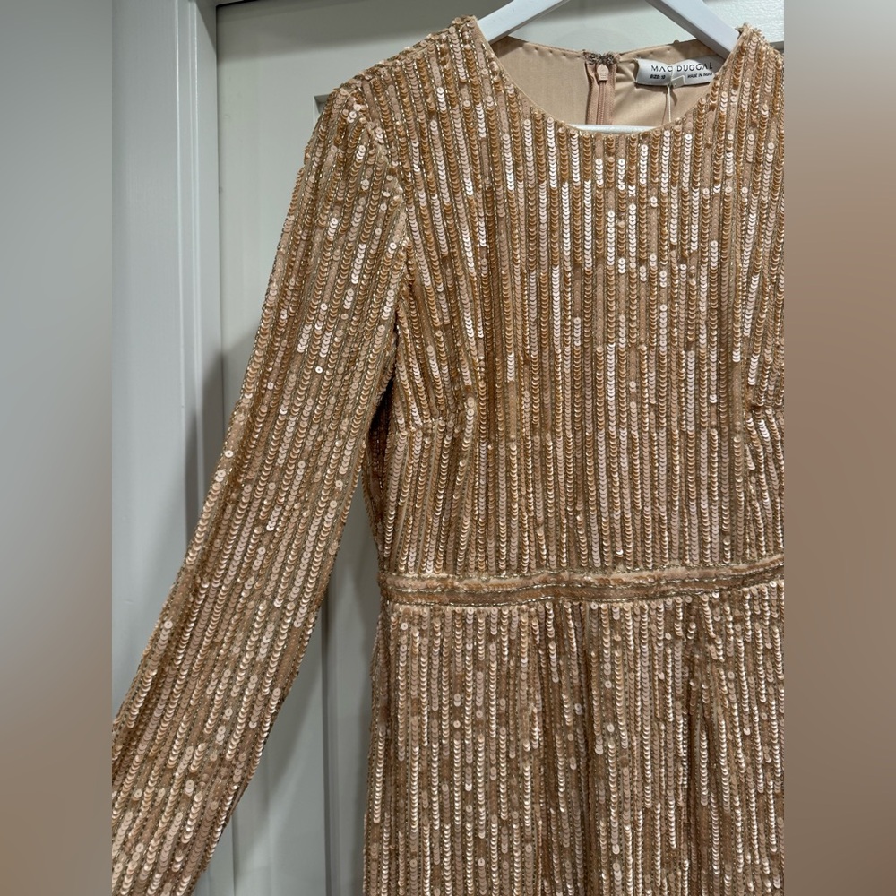 Mac Duggal Metallic Minidress Nude Size 10 Cocktail Collection EUC - Picture 5 of 10